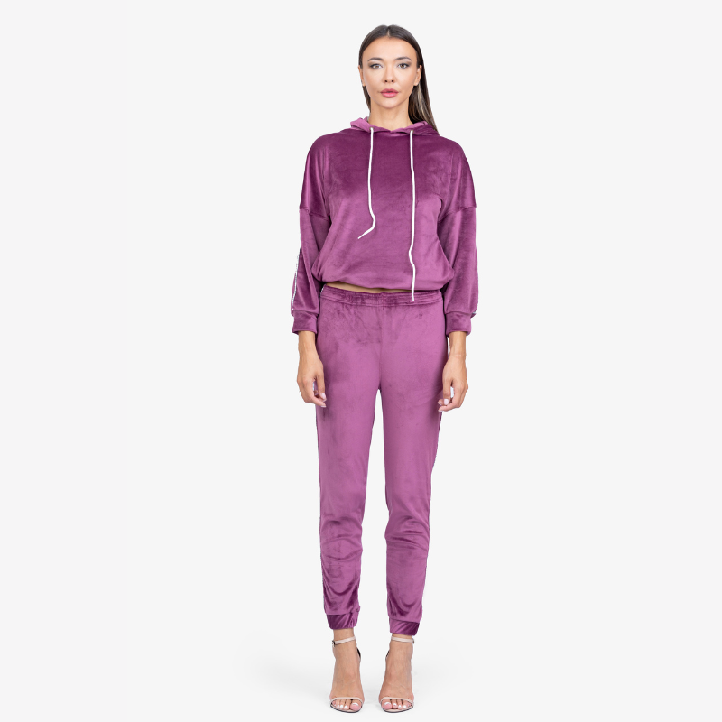 Untitled design-13 Purple Velvet Hoodie and Track Pants Set - Image 1