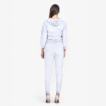 Light Gray Velvet Hoodie and Track Pants Set - Image 3