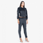 Black Velvet Hoodie and Track Pants Set - Image 2