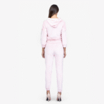 Light Pink Velvet Hoodie and Track Pants Set - Image 5