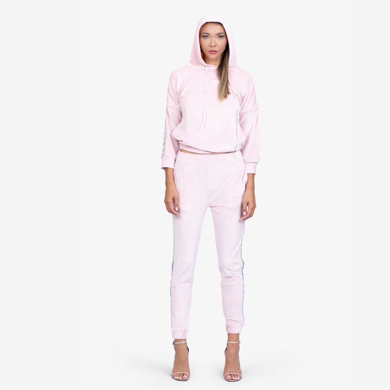 Untitled design-9 Light Pink Velvet Hoodie and Track Pants Set - Image 1