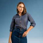 Chambray Button Down Blouse - Image 4
