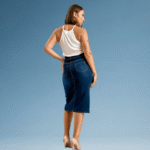 Long Denim Skirt with Back Elastic - Image 3