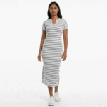 Stripe Rib Knit Midi Dress