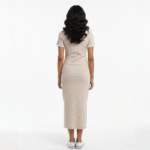 Beige Rib Midi Dress - Image 2
