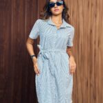 Midnight Stripe Shirt Dress