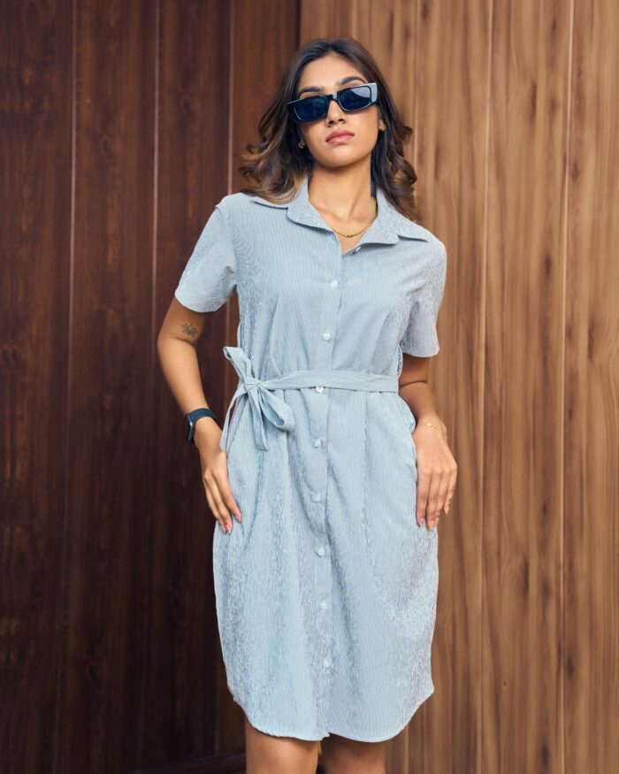 Midnight Stripe Shirt Dress - Image 3